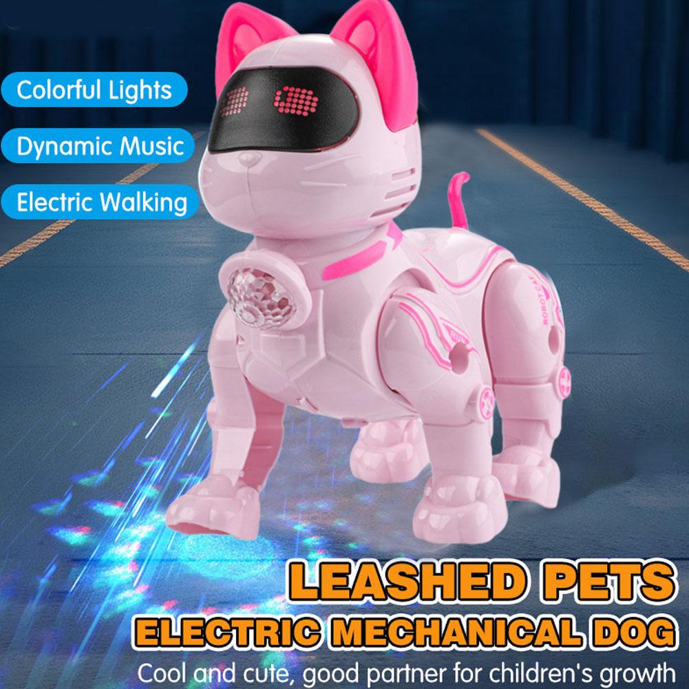 Line Follower Robot - 電動ロボット猫、リード付き、歩く、歌う、ぬいぐるみ子猫のおもちゃ、音楽とライト付き、インタラクティブペット、子供、男の子、女の子へのプレゼント