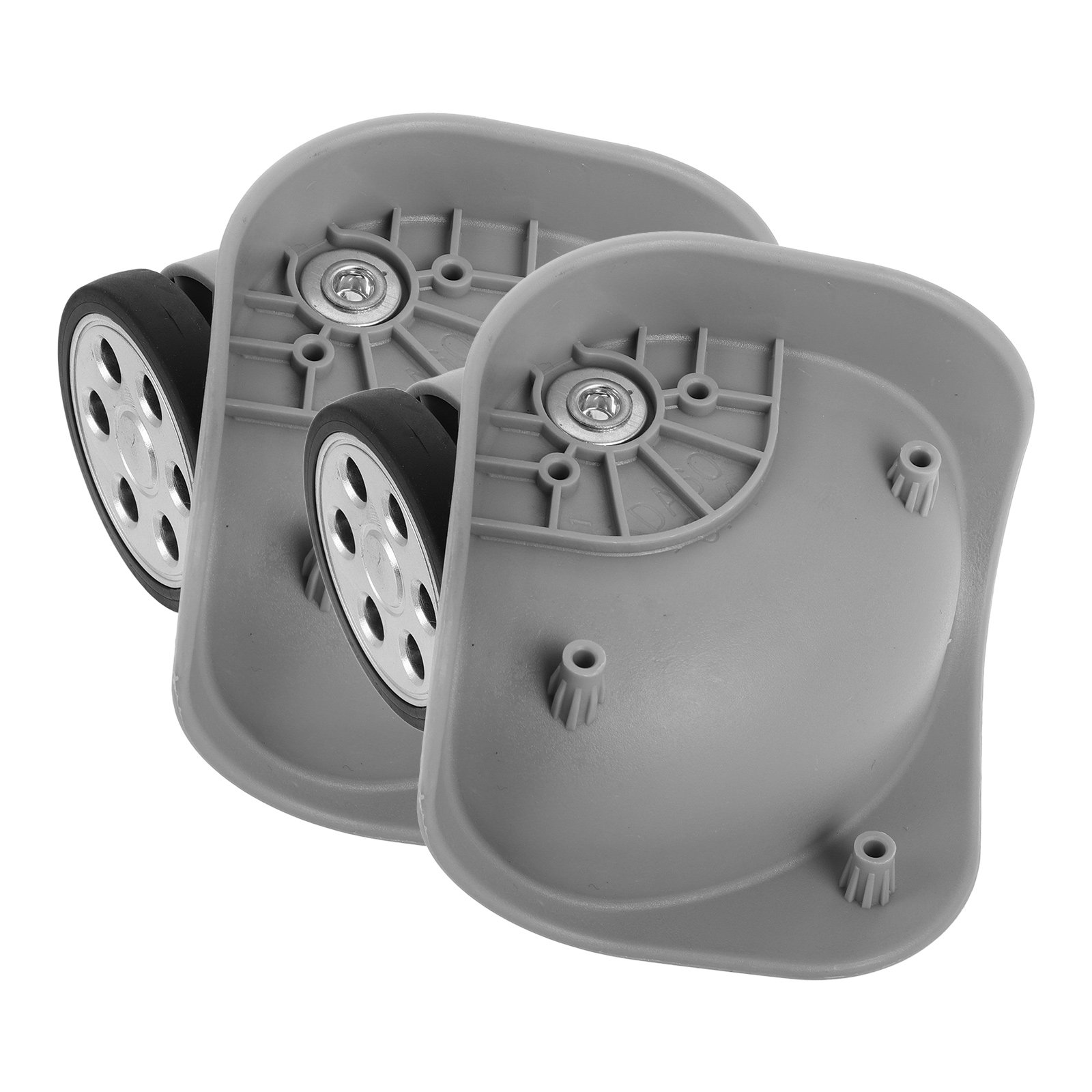Caster Wheel - 1組の丸穴付きスーツケース用車輪交換キット。明るいグレー色。汎用タイプ。静音ナイロン製。旅行用。修理部品。