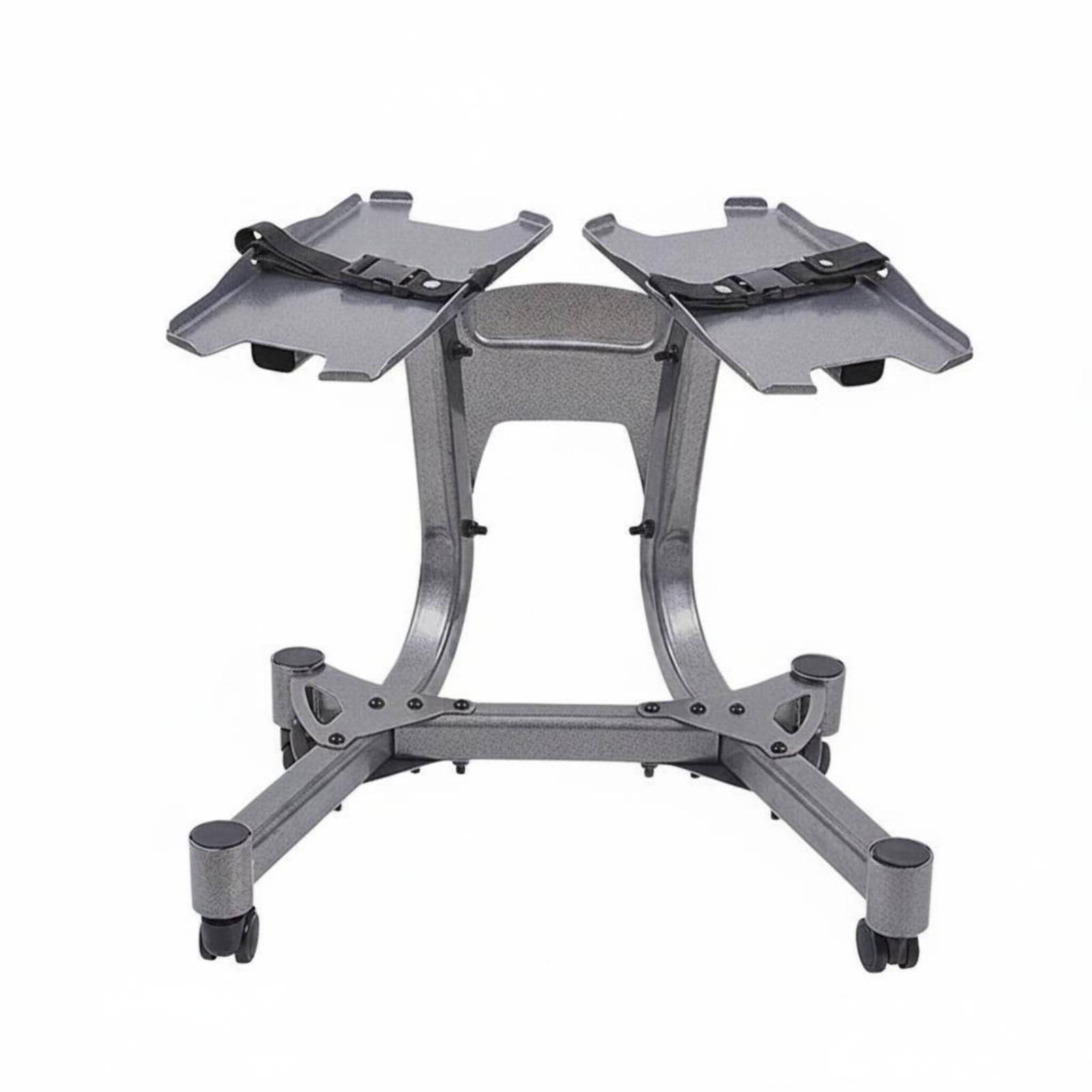 Caster Wheel - キャスター付きで移動可能な、高さ調節可能なダンベルスタンド。スムーズな動きを実現するキャスターと頑丈なスチールフレームを採用。家庭用ジムでのトレーニング器具の整理に最適。