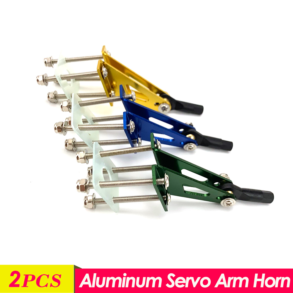 Servo Pan Tilt - 2 個アルミ合金コントロールサーボアームホーン 4 つの取り付けポイント付きボールリンク舵角セット RC 航空機モデルパーツ用