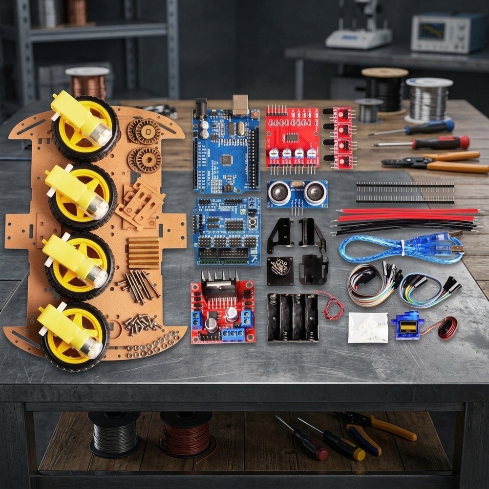 4WD対応、教育用ロボットシャーシキット。Arduino用で - Robot Chassis のレビューと価格