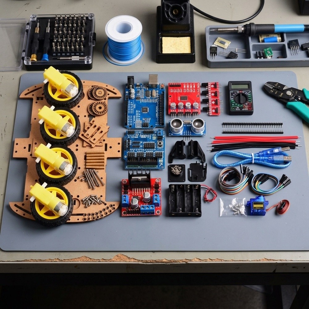 4WD対応、教育用ロボットシャーシキット。Arduino用で - Robot Chassis のレビューと価格
