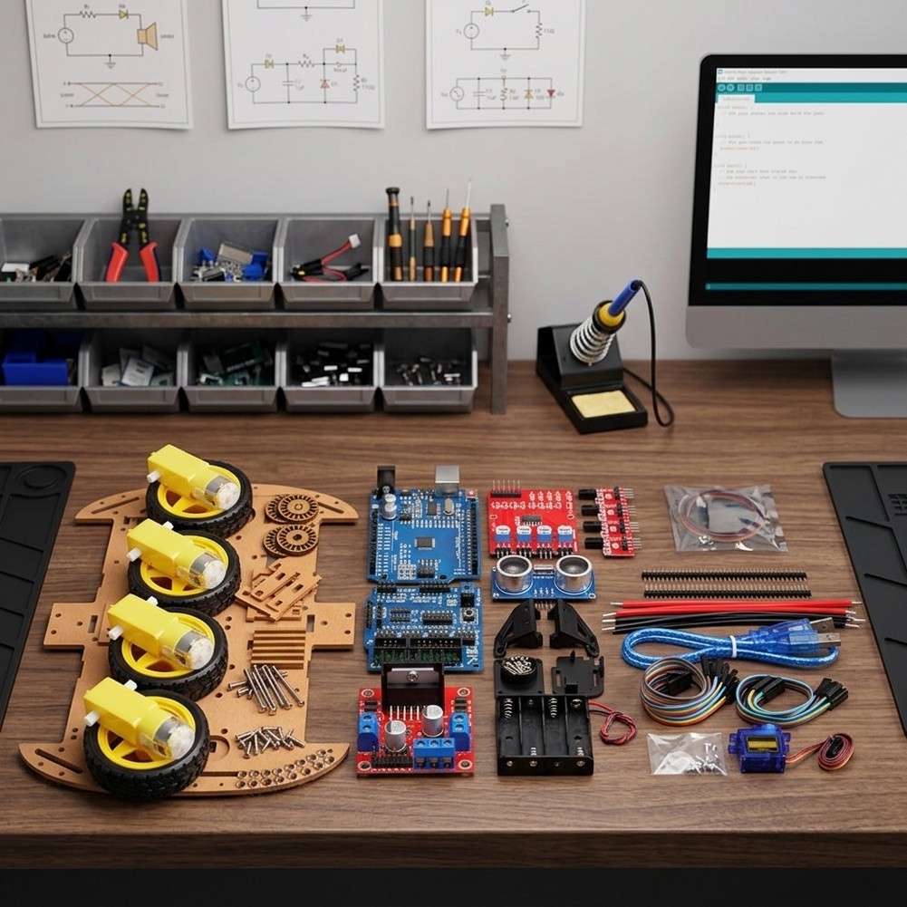 4WD対応、教育用ロボットシャーシキット。Arduino用で - Robot Chassis のレビューと価格