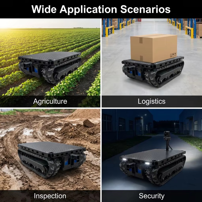 300kgの積載能力を持つ、重荷重対応のクローラー式シャーシ - Robot Chassis のレビューと価格