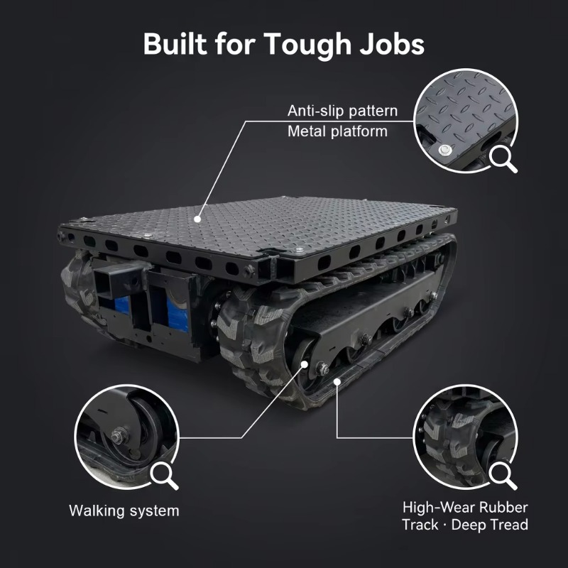 300kgの積載能力を持つ、重荷重対応のクローラー式シャーシ - Robot Chassis のレビューと価格