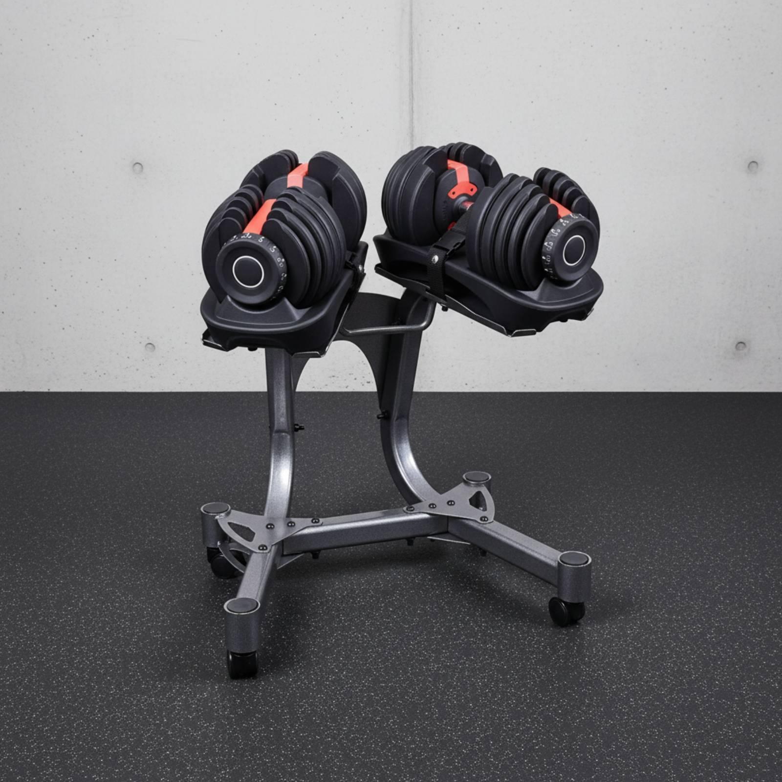 キャスター付きで移動可能な、高さ調節可能なダンベルスタンド。 - Caster Wheel のレビューと価格